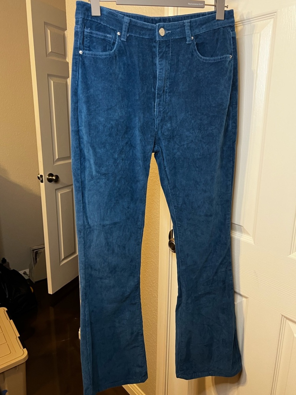 SHEIN Women's Blue Corduroy Flare Pants